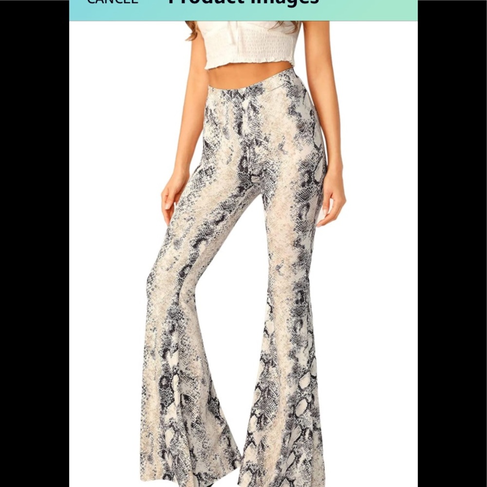 WDIRARA Snakeskin Flare Bell Bottom size Medium